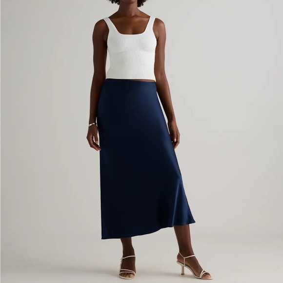 Quince Dresses & Skirts - NWT - Quince Washable Silk Maxi Skirt – Large – Navy